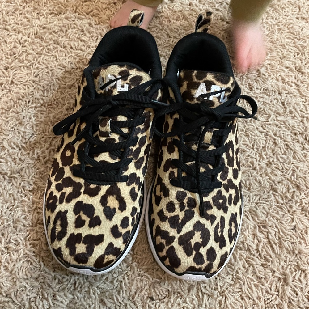 APL calf hair cheetah tennis shoes